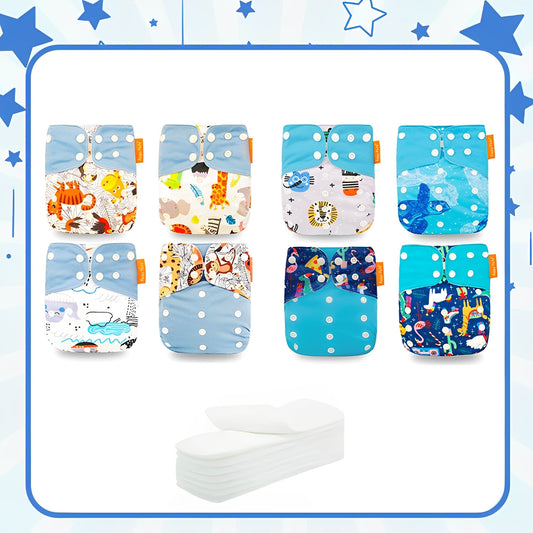 Lot de 8 Couches Lavables TE1 - Douceur, Écologie et Économie pour Votre Bébé - Doux Berceau