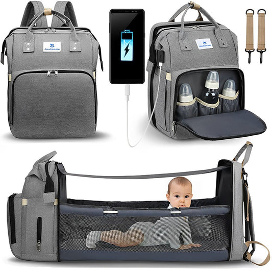 Sac à Langer 3 en 1 : Lit Bébé Portable et Chargeur intégré - Doux Berceau